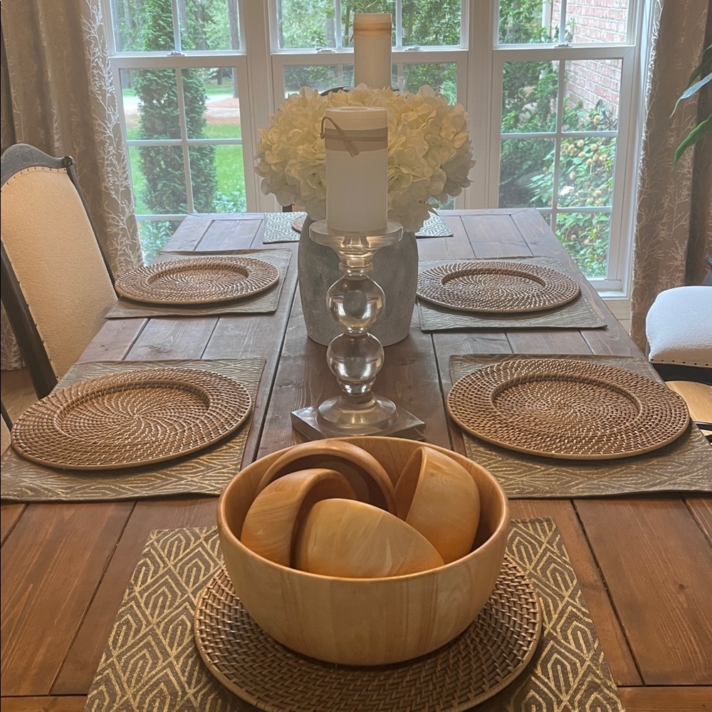 Natural Wood Finish Salad Bowl Set - Picture 5 of 5